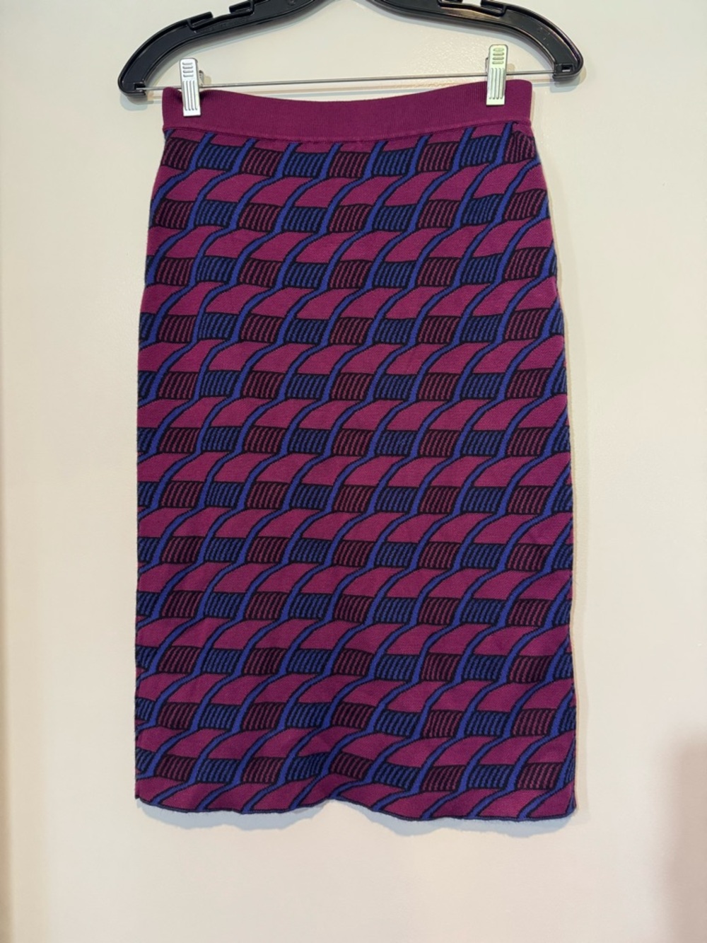 Maeve Anthropologie Geometric Knit Pencil Skirt - Purple & Burgundy Size Small